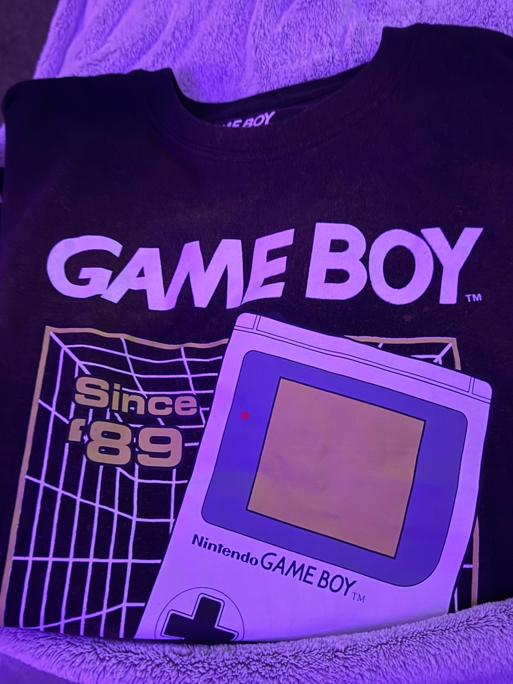 Black Vintage Style Hand Bleached Graphic Tee - Game Boy Since '89